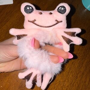 Pink Frog Plush Scrunchie